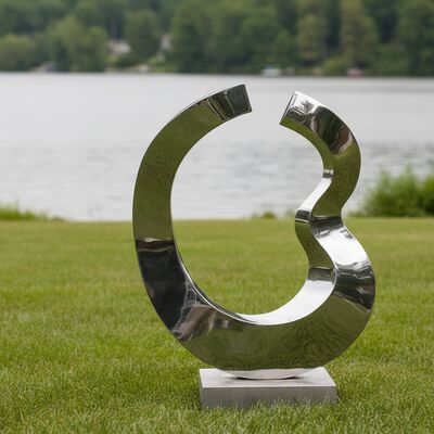 Goede prijs. Abstracte roestvrijstalen sculptuur Moderne gepolijste metaalkunst voor tuin & buitenruimtes online