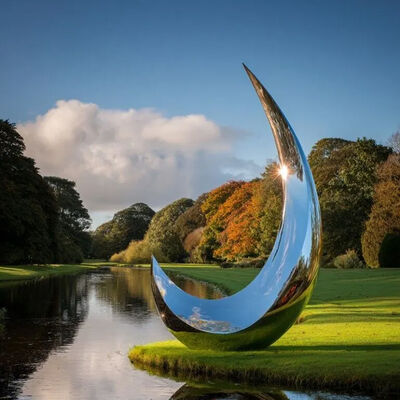 Custom Modern Gardem Stainless Steel Mirror Moon Sculpture