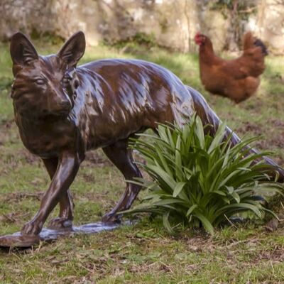 Goede prijs. Buiten Decoratie Metalen Kunst Koper Brons Dier Vos Staal Sculptuur Standbeeld online