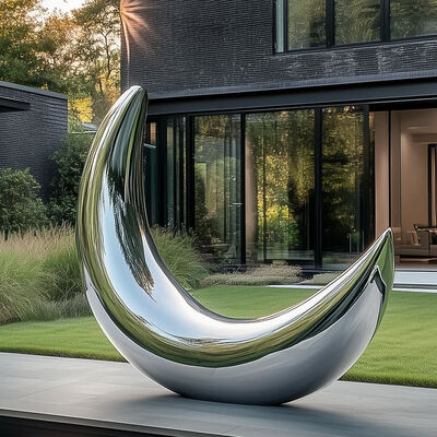 Goede prijs. Moderne tuinversiering Gepolijste maansculptuur van roestvrij staal online
