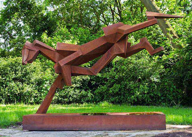 Goede prijs. Openbaar het Roestvrije staal Openluchtbeeldhouwwerk van de Kunstluxe met Corten-Staalbasis online