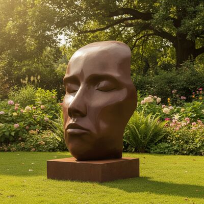 Goede prijs. Moderne Grote Buiten Tuindecoratie Abstract Menselijk Gezicht Bronzen Sculptuur Antiek Metaal Kunst Beeld voor Landschap Park Tuin Decoratie online