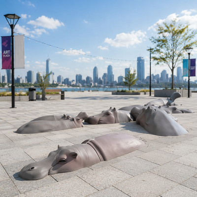 Goede prijs. Aangepaste buiten levensgrote Hippo standbeeld bronzen dierlijke sculptuur voor tuin park dierentuin decoratie metalen kunst display figuur landschap online