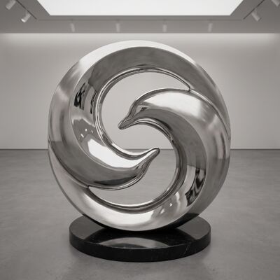 Goede prijs. Hedendaagse spiraalvormige dolfijnsculptuur - spiegelgepolijste roestvrijstalen waterornamentkunst voor tuin, zwembad en kustplein online