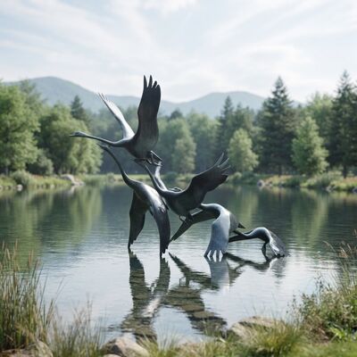 Goede prijs. Buiten Bronzen Kraan Beeld Vliegende Vogels Tuinbeeld Waterpartij Vijver Decoratie Grote Metalen Patina Afwerking Landschap Maatwerk Online