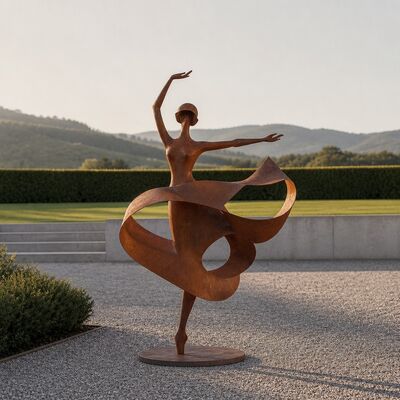 Goede prijs. Levensgrote Metal Dansende Vrouw Beeldhouwwerk Corten Staal Tuinbeeld Buiten Gazon Tuin Pool Art Decor Handgemaakte Moderne Dansers Figuur Online