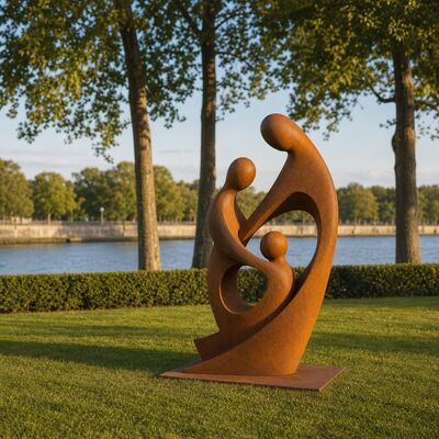 Goede prijs. Grote Metalen Familiebrug Cortenstaal Abstracte Tuinbeeld Buiten Gazon Tuin Zwembad Kunst Decor Handgemaakt Modern Beeldje Groep Online