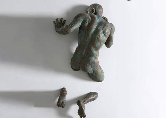 Goede prijs. Het levensgrote Patina goot Beeldhouwwerk van de Brons het Muur Opgezette Mens online