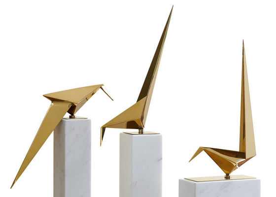 Goede prijs. Opgepoetste Roestvrij staalorigami Crane Sculpture For Interior Decoration online