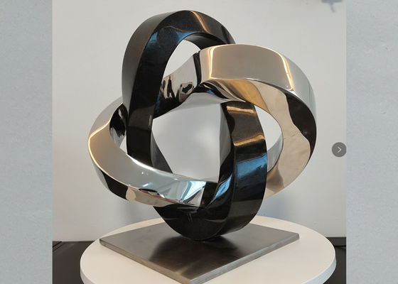 Abstract Zwart Opgepoetst Graniet 316 Hoog Roestvrij staalbeeldhouwwerk 41cm