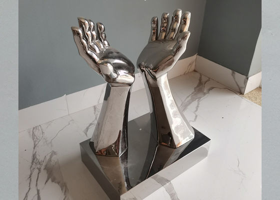 Hoogte 51cm Hedendaagse roestvrijstalen metalen handbeeld voor interieur