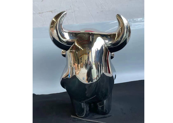 Polished 316 Stainless Steel Ox Sculpture For Home Decor